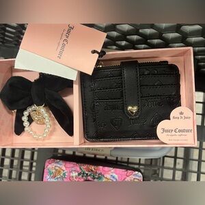 Juicy Couture Black Embossed Wallet with Heart Charm